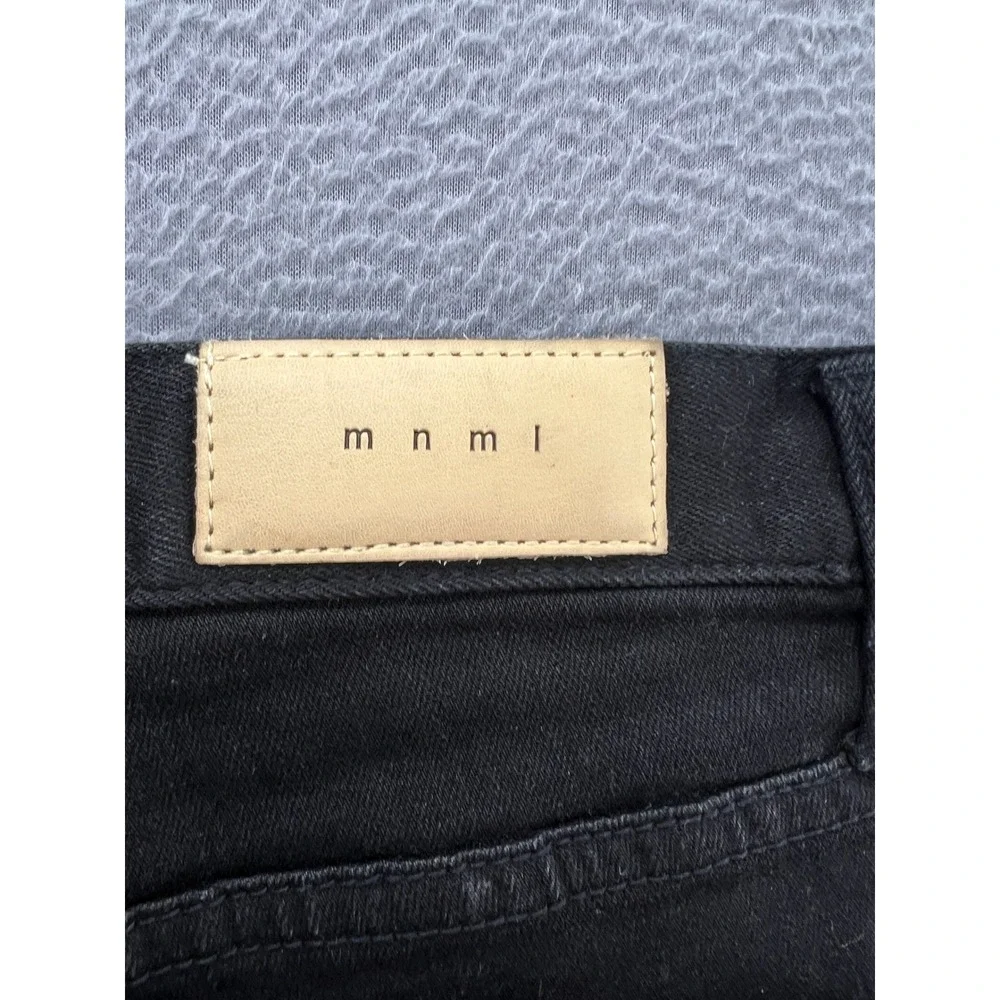 MNML Jeans Mens 38 Black Denim Red Side Stripe Zipper Ankle Slim Fit
